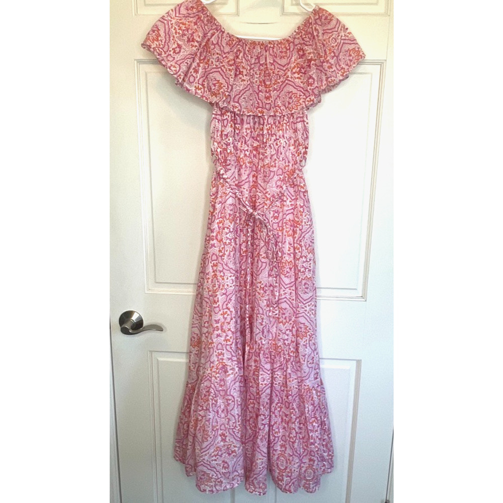Elegant Pink Patterned Midi Dress